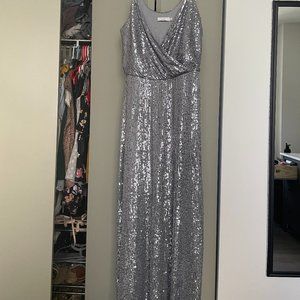 Silver Sequin Midi Dress